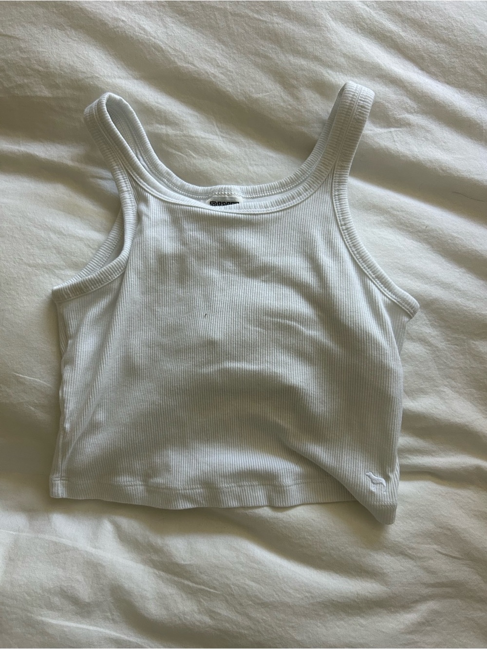 PINK Victoria's Secret White Ribbed Tank Crop